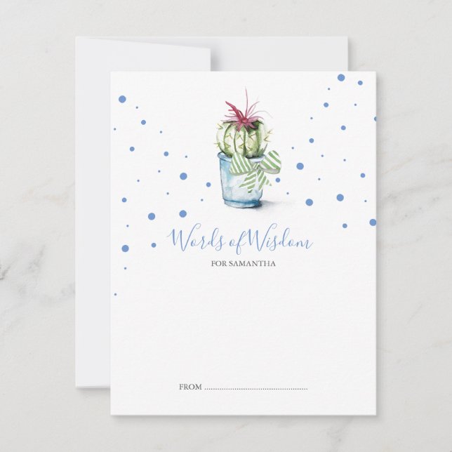 Cute Succulent Cactus Baby Shower Advice Cards (Front)