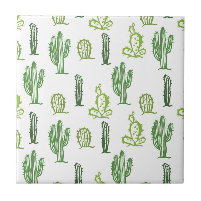 Cute Succulent Lovely Cactus Decorative Tile (Front)