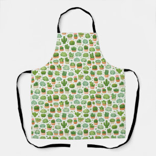 Cute Succulent Plant Seamless Pattern Apron