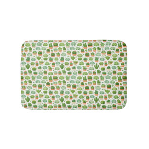 Cute Succulent Plant Seamless Pattern Bath Mat