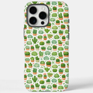 Cute Succulent Plant Seamless Pattern iPhone 16 Pro Max Case