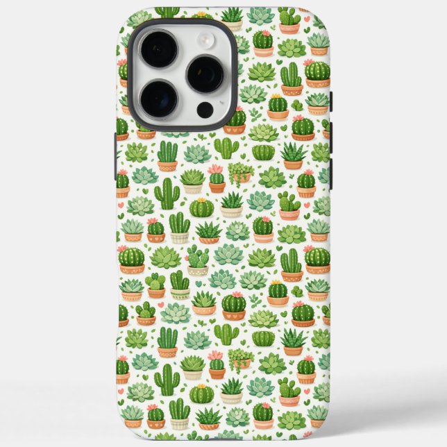 Cute Succulent Plant Seamless Pattern Case-Mate iPhone Case (Back)