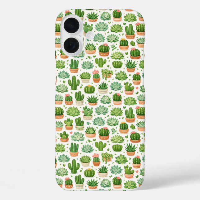Cute Succulent Plant Seamless Pattern Case-Mate iPhone Case (Back)