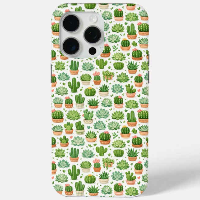 Cute Succulent Plant Seamless Pattern Case-Mate iPhone Case (Back)