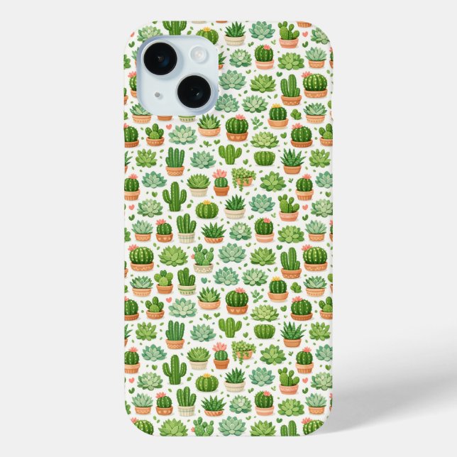 Cute Succulent Plant Seamless Pattern Case-Mate iPhone Case (Back)