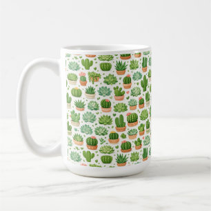 Cute Succulent Plant Seamless Pattern Coffee Mug