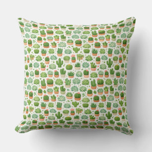 Cute Succulent Plant Seamless Pattern Cushion