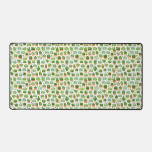 Cute Succulent Plant Seamless Pattern Desk Mat