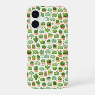 Cute Succulent Plant Seamless Pattern iPhone 16 Case