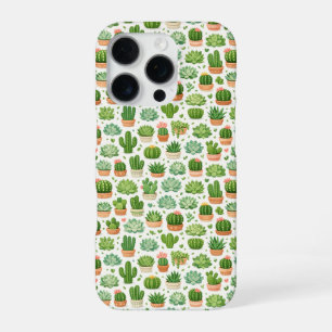 Cute Succulent Plant Seamless Pattern iPhone 16 Pro Case
