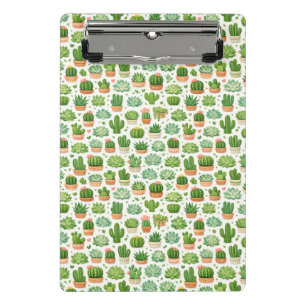 Cute Succulent Plant Seamless Pattern Mini Clipboard