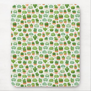Cute Succulent Plant Seamless Pattern Mouse Pad
