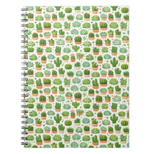 Cute Succulent Plant Seamless Pattern Notebook