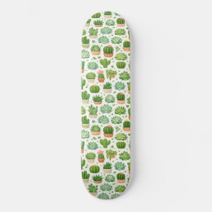 Cute Succulent Plant Seamless Pattern Skateboard