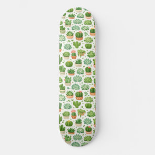 Cute Succulent Plant Seamless Pattern Skateboard