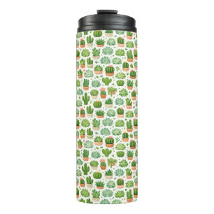 Cute Succulent Plant Seamless Pattern Thermal Tumbler