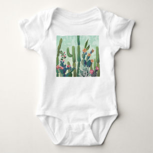Cute Succulents: Vintage Cactus Pattern Baby Bodysuit