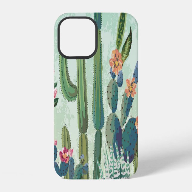 Cute Succulents: Vintage Cactus Pattern iPhone Case (Back)