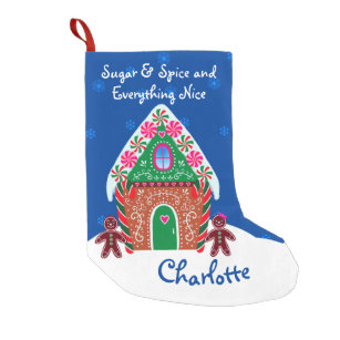 Cute Sugar and Spice Gingerbread House Small Christmas Stocking