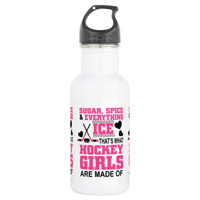 cute sugar and spice girls ice hockey 532 ml water bottle (Front)