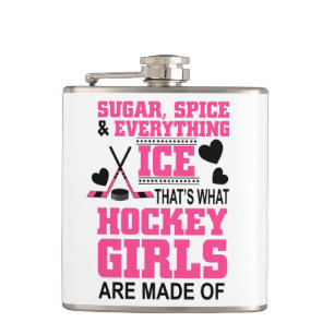 cute sugar and spice girls ice hockey hip flask