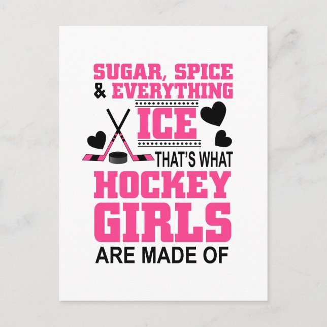 cute sugar and spice girls ice hockey postcard (Front)