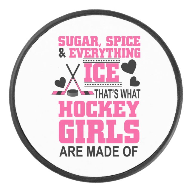 cute sugar and spice girls ice hockey puck (Front)