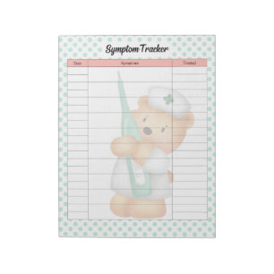 Cute Sugar Bear Themed Symptom Tracker  Notepad