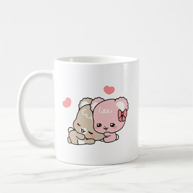 cute sugar cubs hugs love coffee mug (Left)