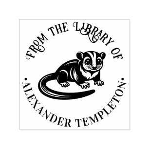 Cute Sugar Glider Library Book Name #1P Self-inking Stamp