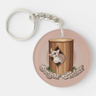 Cute Sugar Glider Log Cartoon Art Key Ring