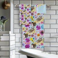 Cute Sugar Glider Tropical Plumeria Flowers Blue