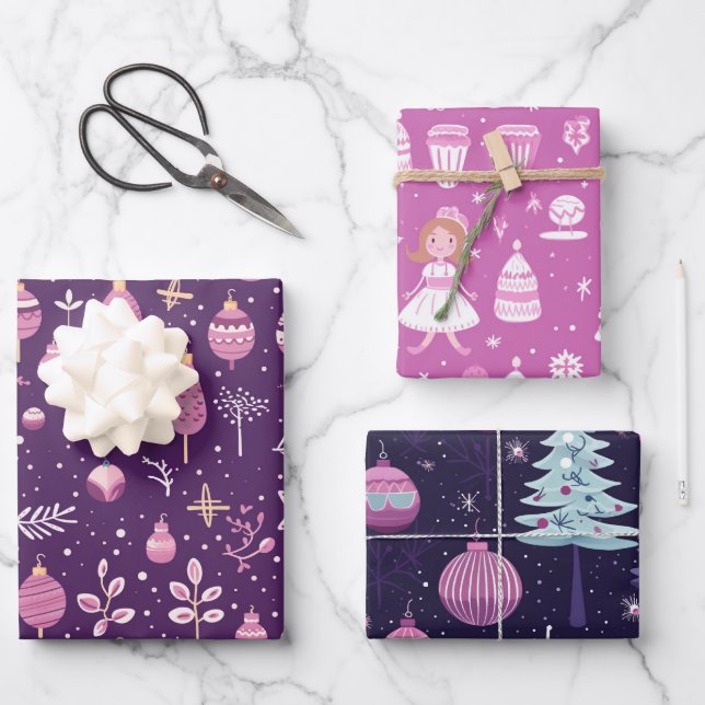 Cute Sugar Plum Christmas  Wrapping Paper Sheet (Front)