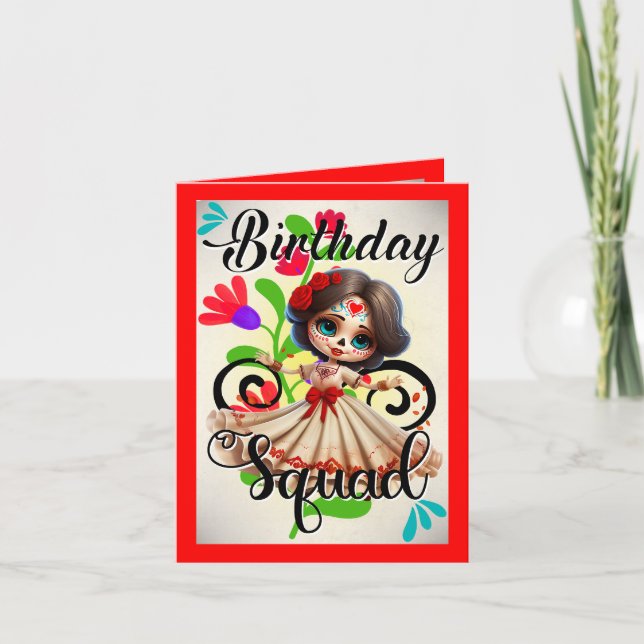 Cute Sugar Skull Birthday Thank You Card (Front)