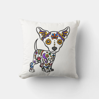 cute sugar skull chihuahua cushion