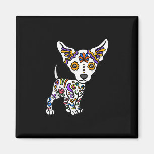 cute sugar skull chihuahua magnet