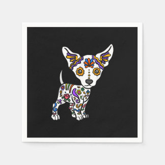 cute sugar skull chihuahua napkin