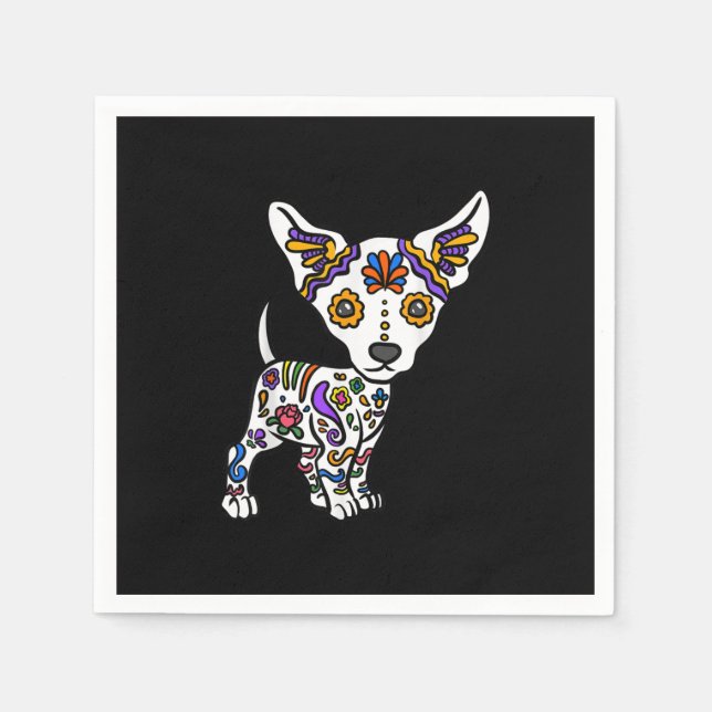 cute sugar skull chihuahua napkin (Front)