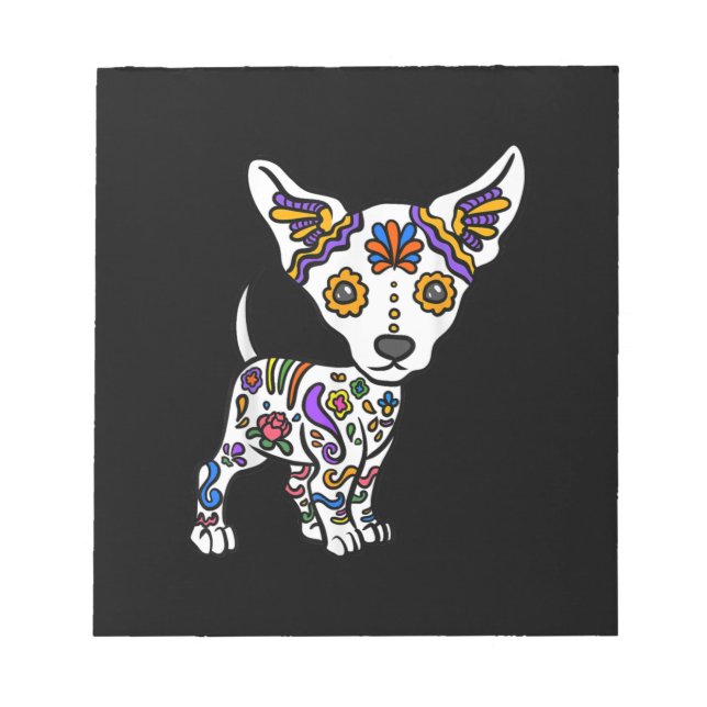 Cute Sugar Skull Chihuahua Notepad (Front)
