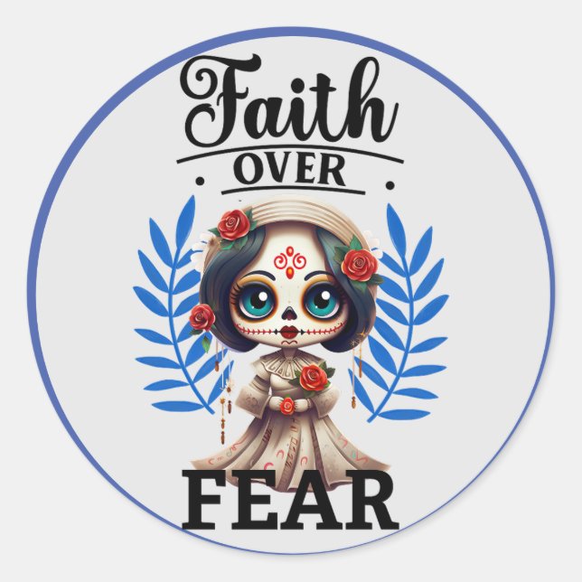 Cute Sugar Skull  Classic Round Sticker (Front)