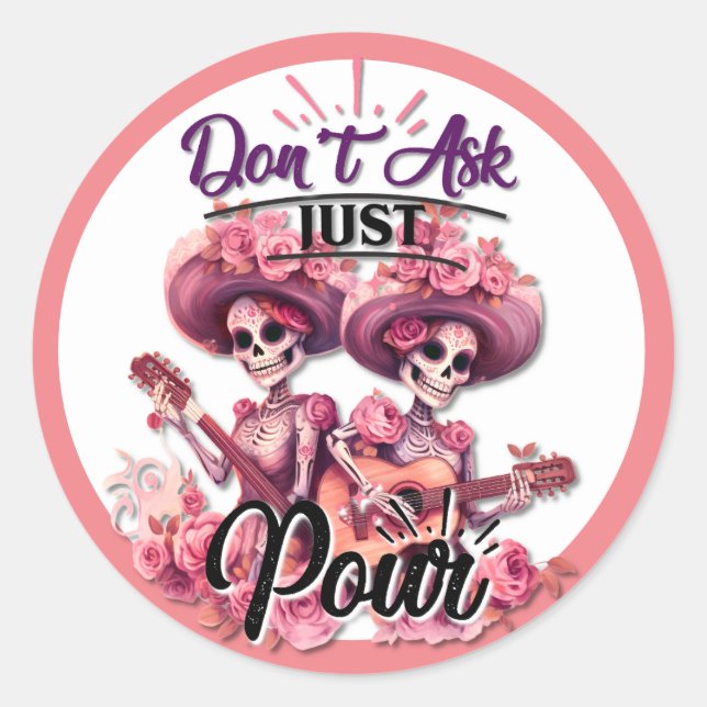 Cute Sugar Skull  Classic Round Sticker (Front)