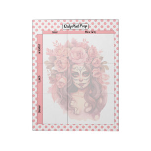 Cute Sugar Skull Daily Meal Prep Notepad
