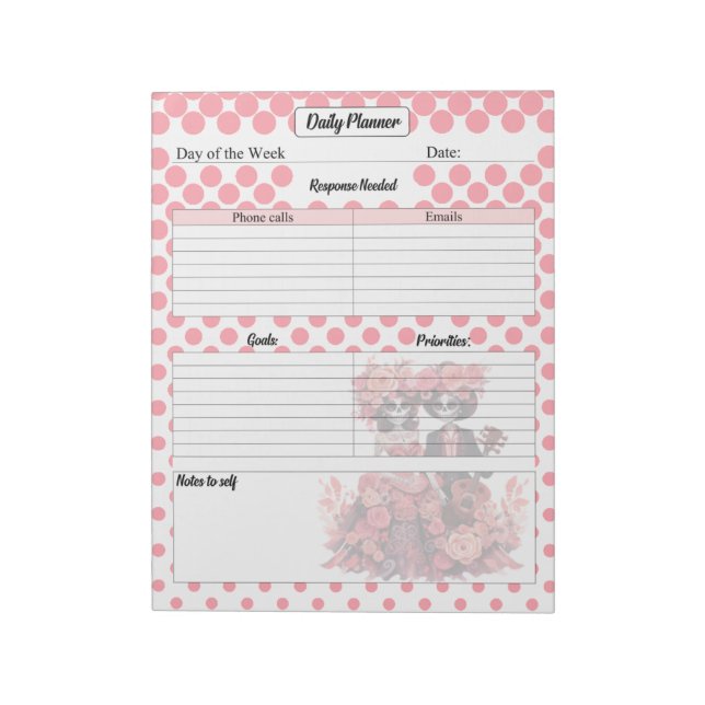Cute Sugar Skull Daily Planner Notepad (Rotated)
