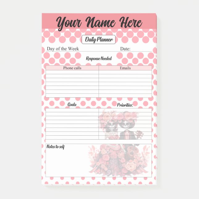 Cute Sugar Skull Daily Planner Post-it Notes (Front)