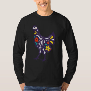 Cute Sugar Skull Day Dead Chicken Colourful Farm L T-Shirt