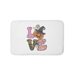 cute sugar skull dog rottweiler skull halloween bath mat