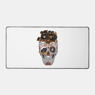 cute sugar skull dog rottweiler skull halloween desk mat