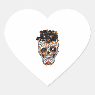 cute sugar skull dog rottweiler skull halloween heart sticker