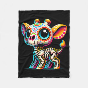 Cute Sugar Skull Giraffe Day Of The Government Fleece Blanket