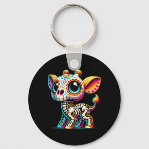 Cute Sugar Skull Giraffe Day Of The Government Key Ring